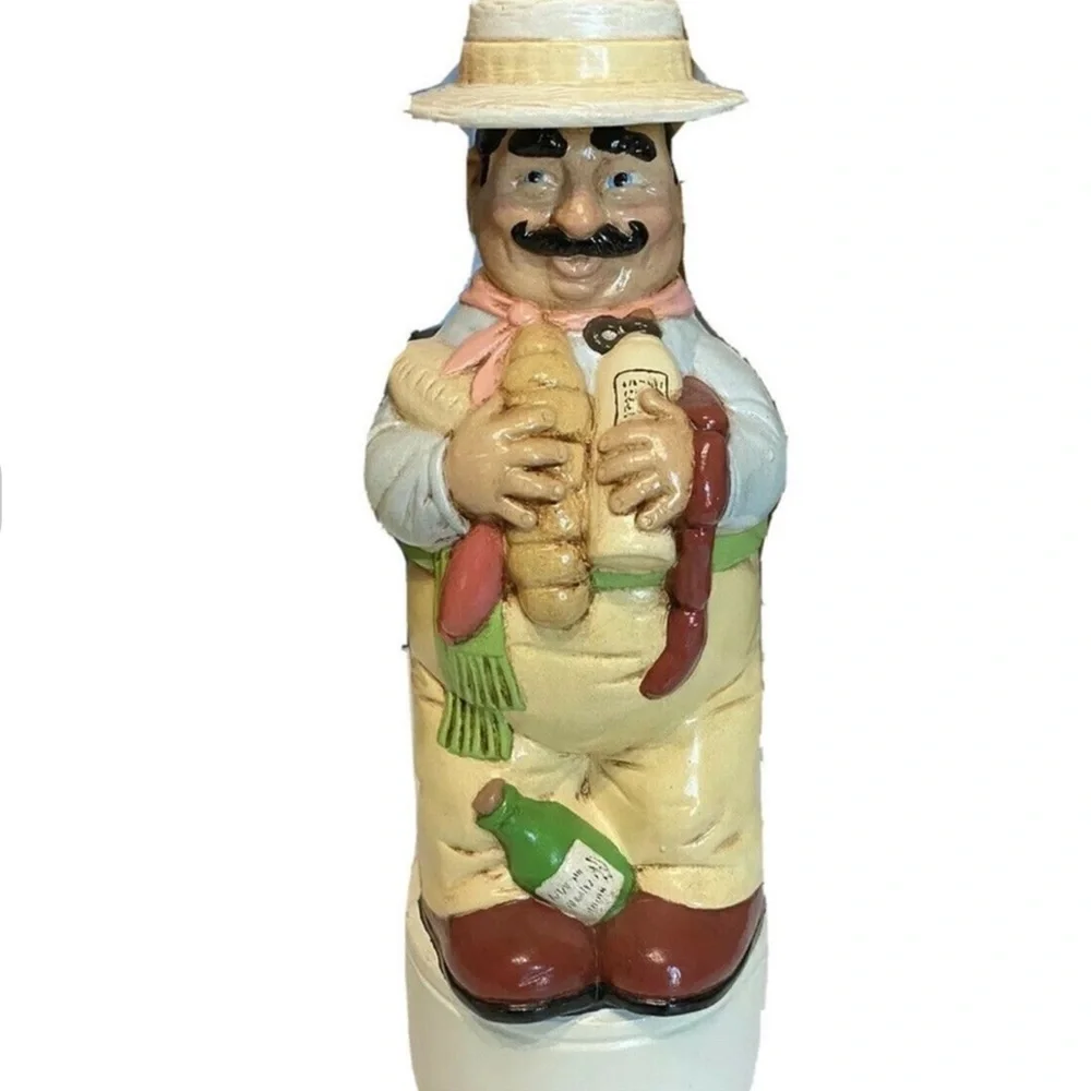Vintage Alberta Italian Man Wine Sausage Bread Jug Barrel Decanter Barwa…